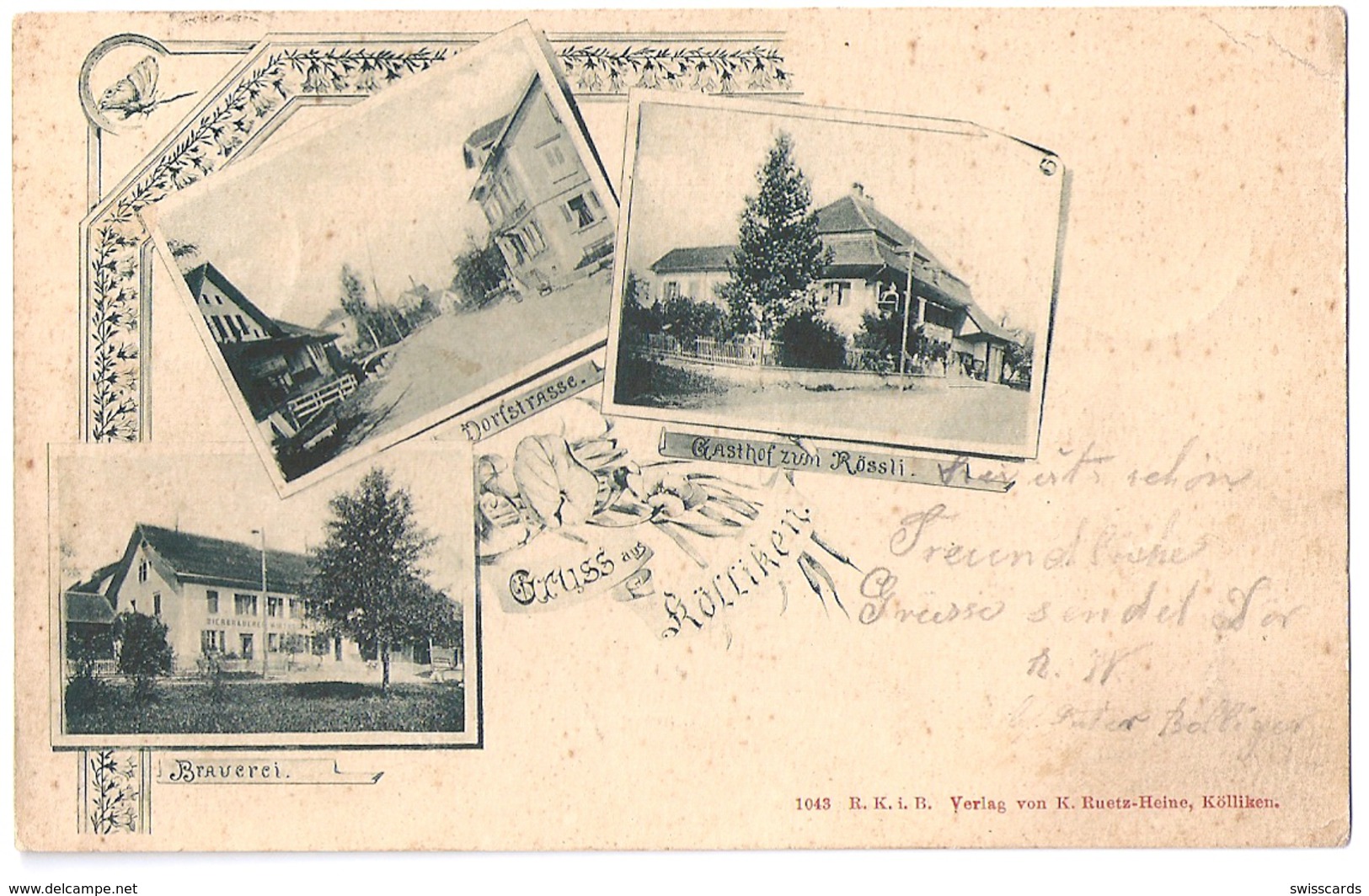 KÖLLIKEN: 3-Bild-AK Mit Brauerei, Dorfstrasse Und Gasthof Rössli 1900 - Autres & Non Classés