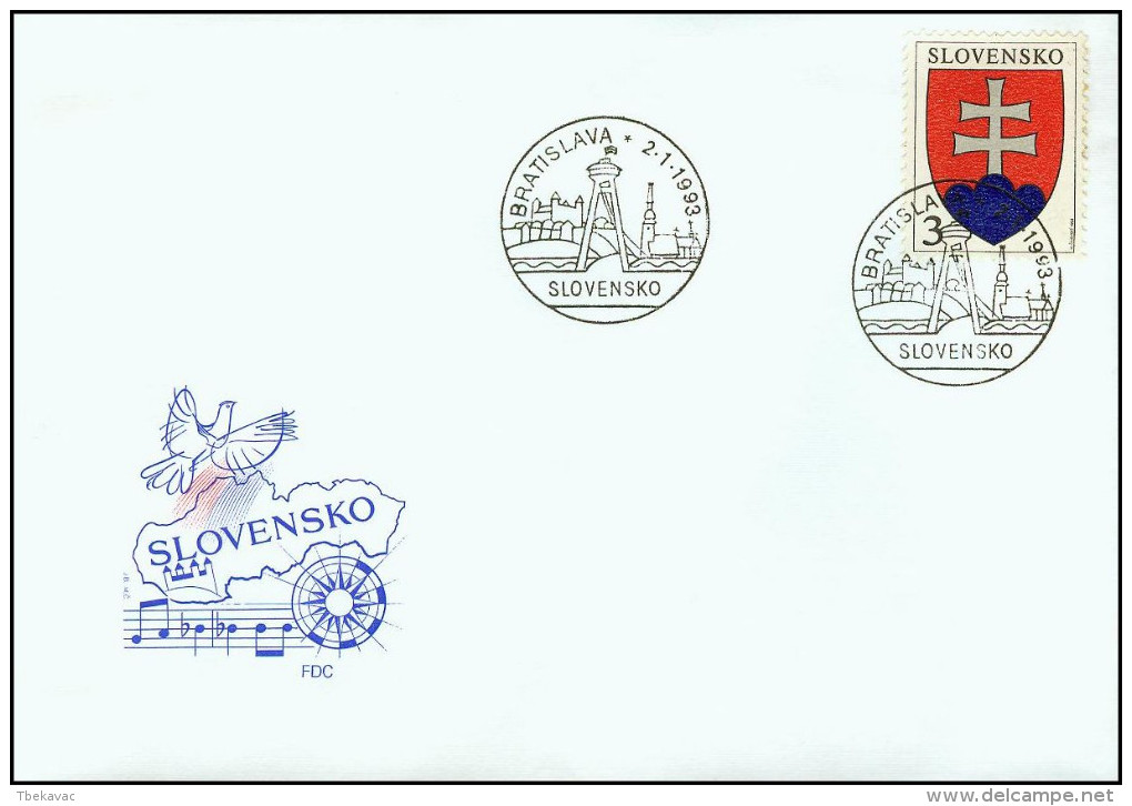Slovakia 1993, FDC Cover Coat Of Arms Mi.# 163, Ref.bbzg - FDC