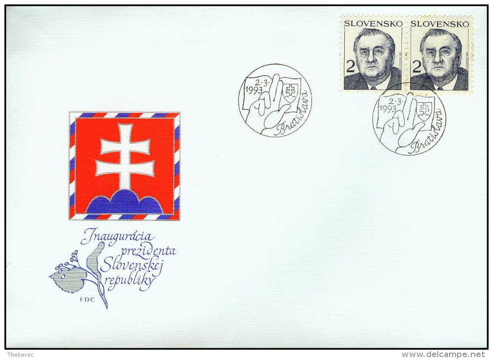 Slovakia 1993, FDC Cover Michal Kovac President Mi.# 166, Ref.bbzg - FDC