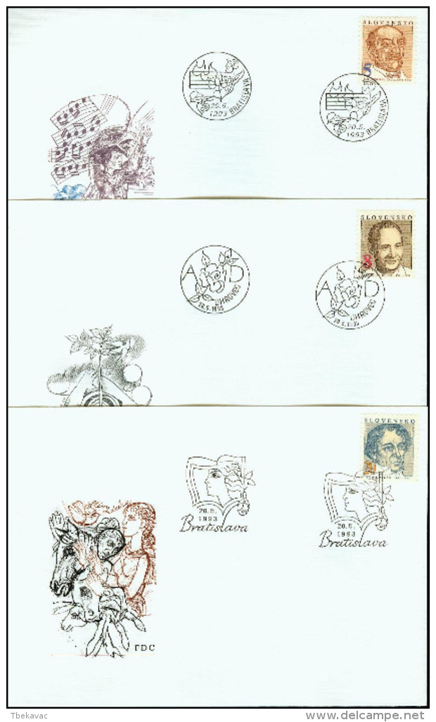 Slovakia 1993, FDC Covers Famous People Mi.# 171-173, Ref.bbzg - FDC