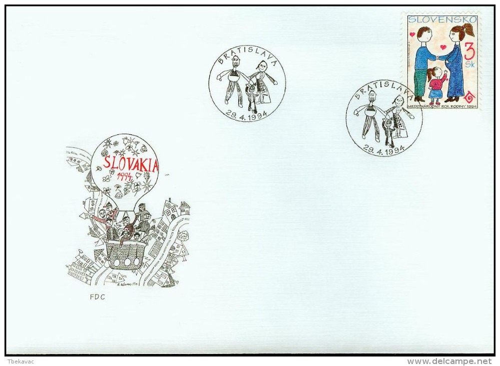 Slovakia 1994, FDC Cover Year Of The Family Mi.# 188, Ref.bbzg - FDC