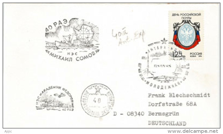 RUSSIE. 40 IÈME ANNIVERSAIRE Des Expéditions Russes En Antarctique, Lettre Adressée En Allemagne - Spedizioni Antartiche