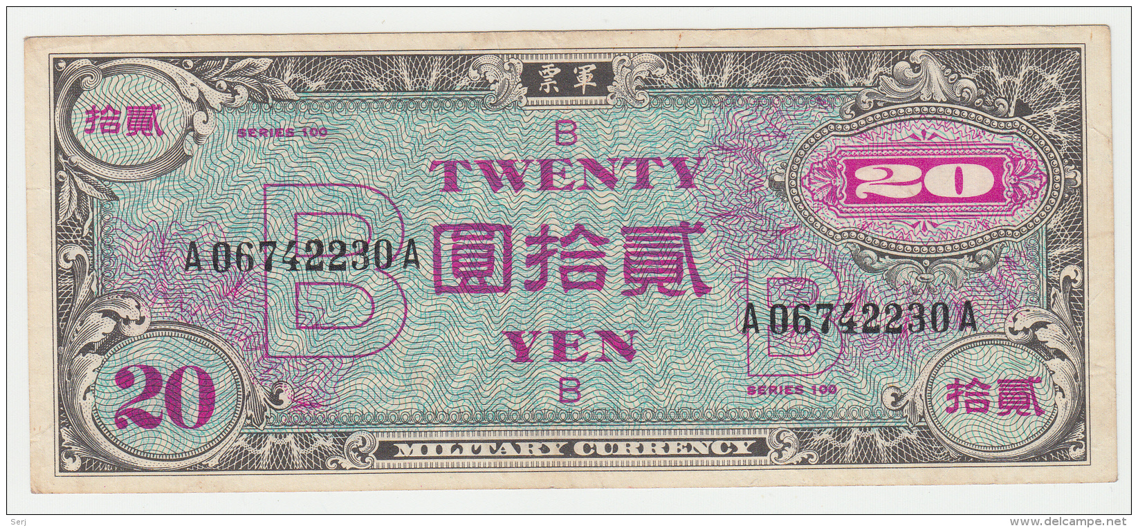 JAPAN 20 Yen 1945 VF+ Pick 73 - Japan