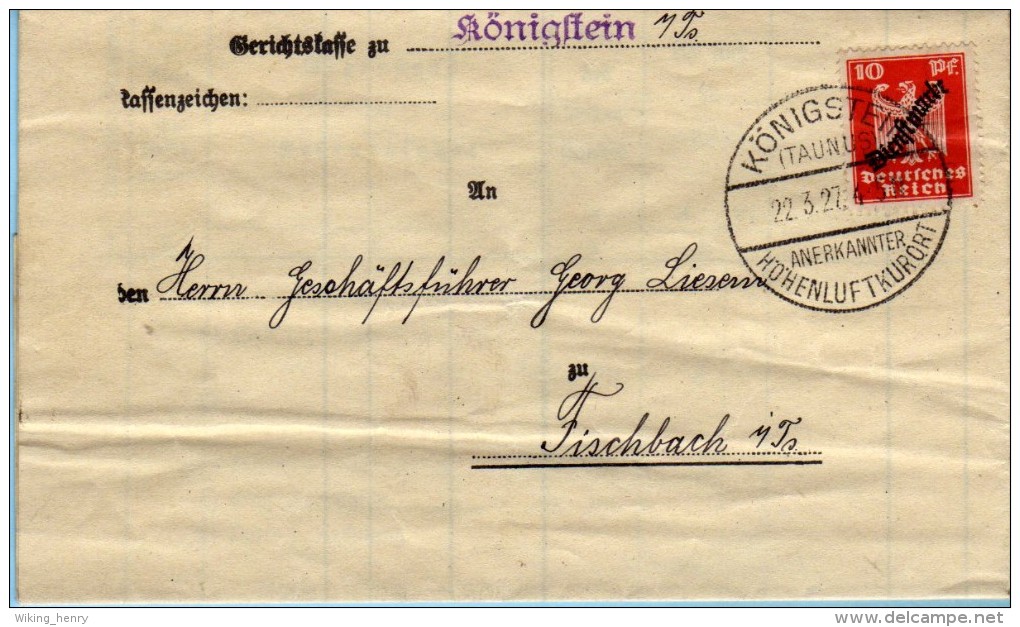 Königstein Taunus - Brief 1927  Gerichtskasse - Koenigstein