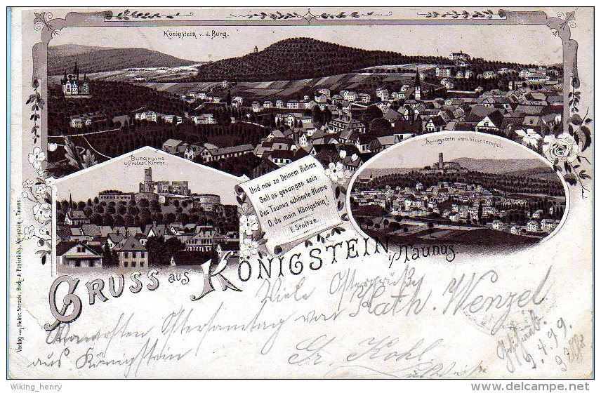 Königstein Taunus - S/w Litho 1899 - Koenigstein