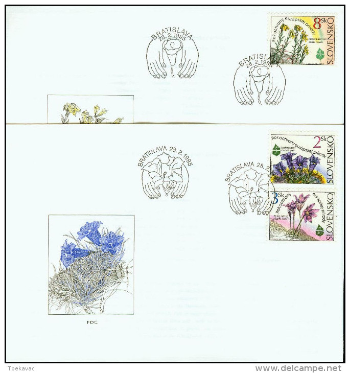 Slovakia 1995, FDC Covers Flower Flora Nature Mi.# 217-219, Ref.bbzg - FDC