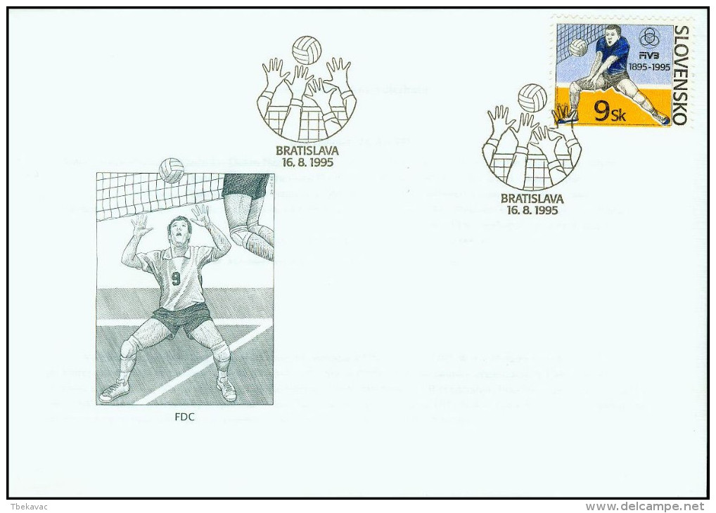 Slovakia 1995, FDC Cover Sport Volleyball Mi.# 235, Ref.bbzg - FDC