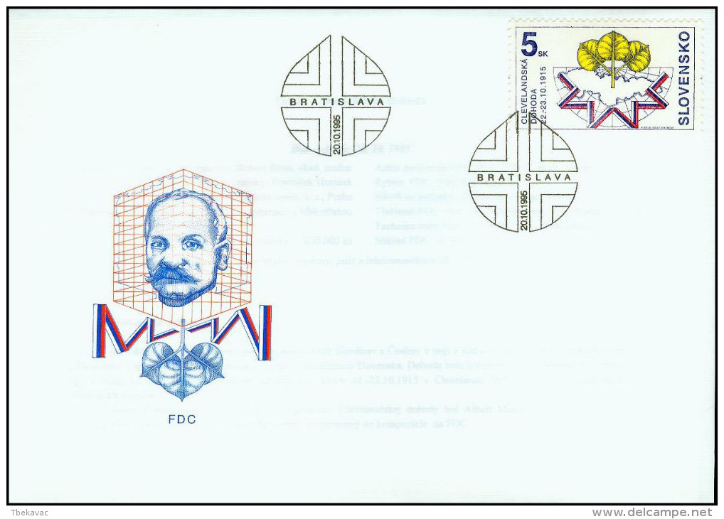 Slovakia 1995, FDC Cover Cleveland Agreement Mi.# 240, Ref.bbzg - FDC