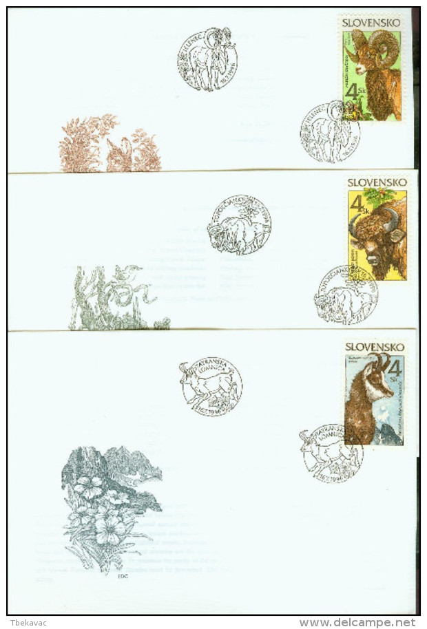Slovakia 1996, FDC Covers Animals Nature Protection Mi.# 257-259, Ref.bbzg - FDC