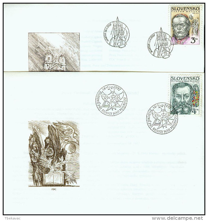 Slovakia 1997, FDC Covers Famous People Mi.# 271-272, Ref.bbzg - FDC