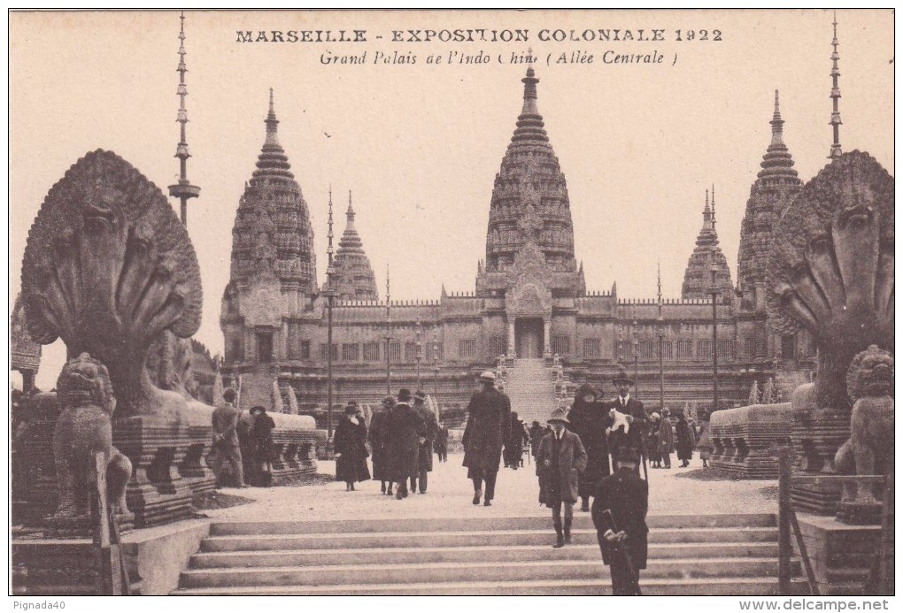 Cp , 13 , MARSEILLE , Exposition Coloniale 1922 , Grand Palais De L'Indochine (Allée Centrale ) - Expositions Coloniales 1906 - 1922