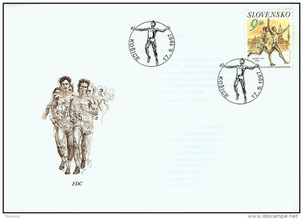 Slovakia 1997, FDC Cover Sport Half Marathon Mi.# 288, Ref.bbzg - FDC