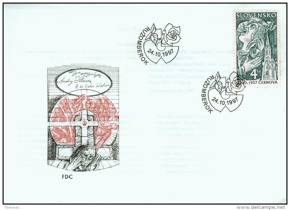 Slovakia 1997, FDC Cover Csernova Tragedy Mi.# 295, Ref.bbzg - FDC