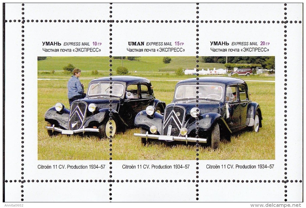 Fantasy label history of cars car automobile Bugatti Austin Citroen 14 small sheets