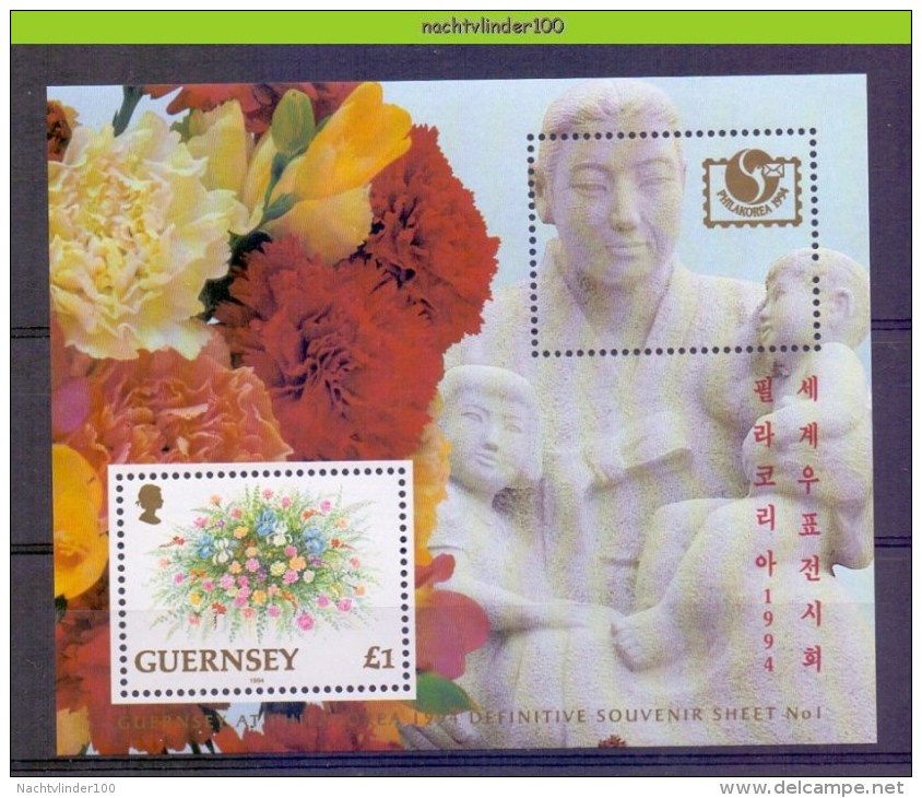 Mom147 FLORA BLOEMEN ANJER FRESIA FLOWERS BLUMEN FLEURS FLORES GUERNSEY 1994 PF/MNH # - Andere & Zonder Classificatie