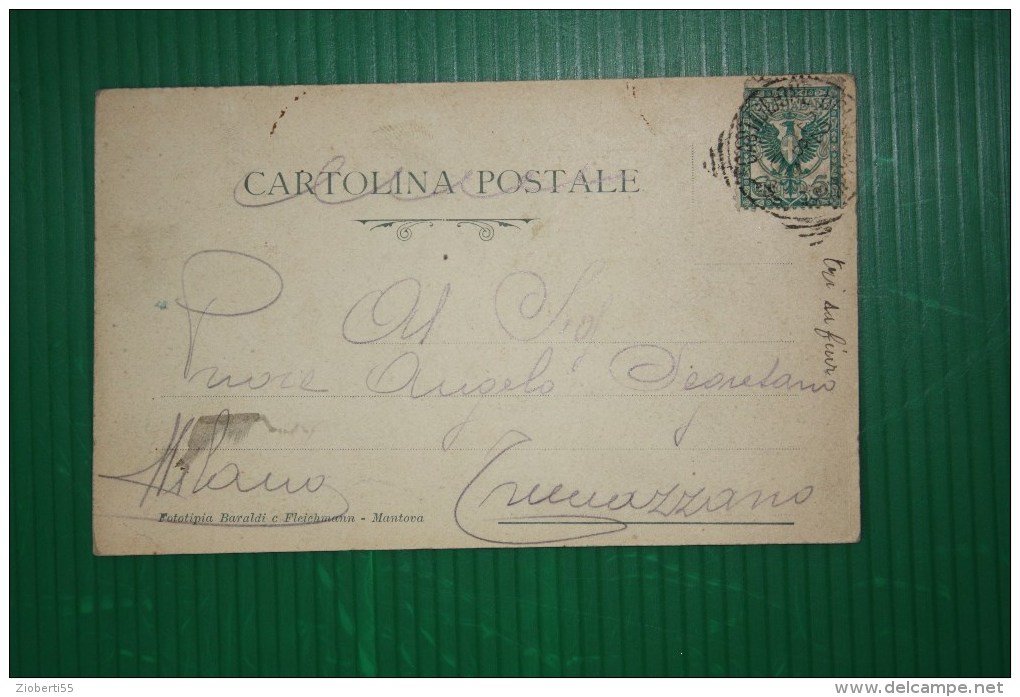 CARTOLINA GUIDIZZOLO SCUOLE E FERROVIA  - BOLLO TONDO RIQUADRATO - 1902 ? - Ecoles