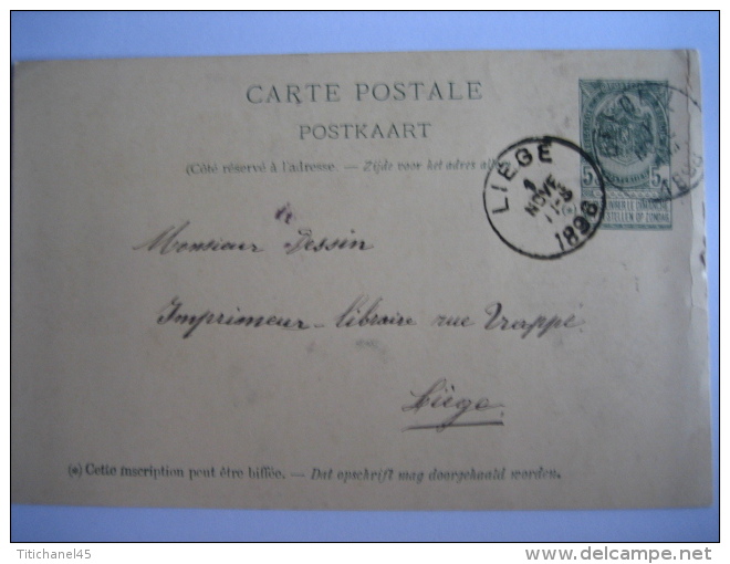 Entier Postal Armoiries BELOEIL 1896 Vers LIEGE - Signé E. EMPAIN - Postkarten 1871-1909