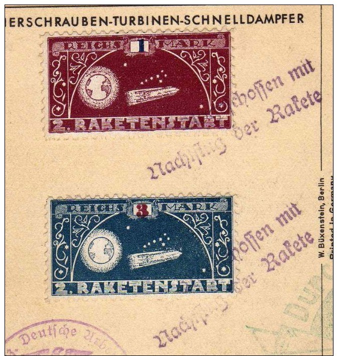 DR 1934, NSDAP - Gruppe Thale , Raketenpost Mit 2 Vignetten + Wagner, Nachttorpedo Zucker - Lettres & Documents