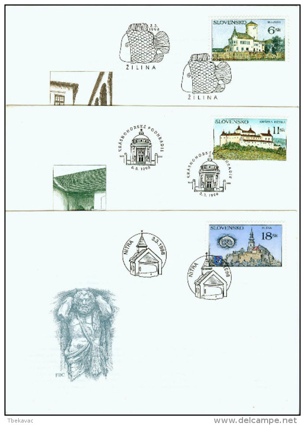 Slovakia 1998, FDC Covers Castles Mi.# 306-308, Ref.bbzg - FDC