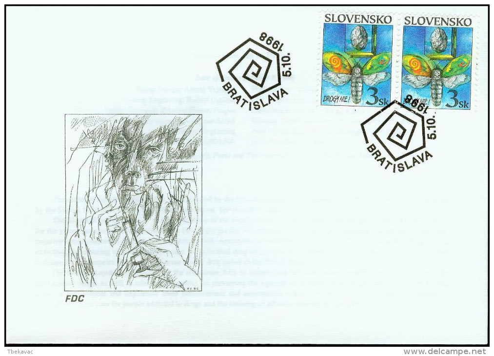 Slovakia 1998, FDC Cover Fight Against Drug Addiction Mi.# 323, Ref.bbzg - FDC