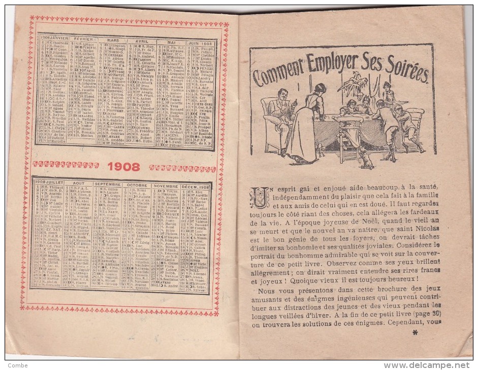 1908 BROCHURE DE LA VÉRITABLE TISANE AMÉRICAINE DES SHAKERS PHARMACIEN LILLE CALENDRIER LECTURE DE SOIRÉE ÉNIGMES / 823 - Non Classés