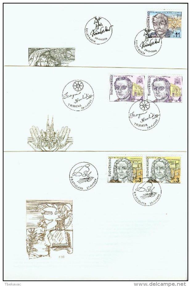 Slovakia 1999, FDC Covers Famous People Mi.# 330-332, Ref.bbzg - FDC