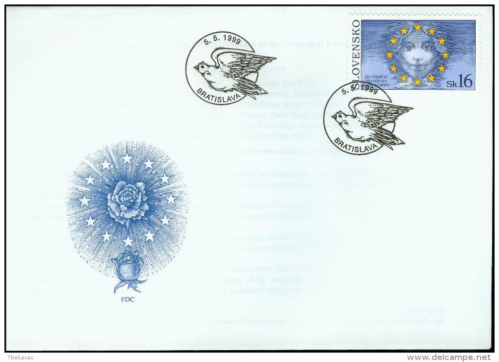 Slovakia 1999, FDC Cover Council Of Europe Mi.# 339, Ref.bbzg - FDC