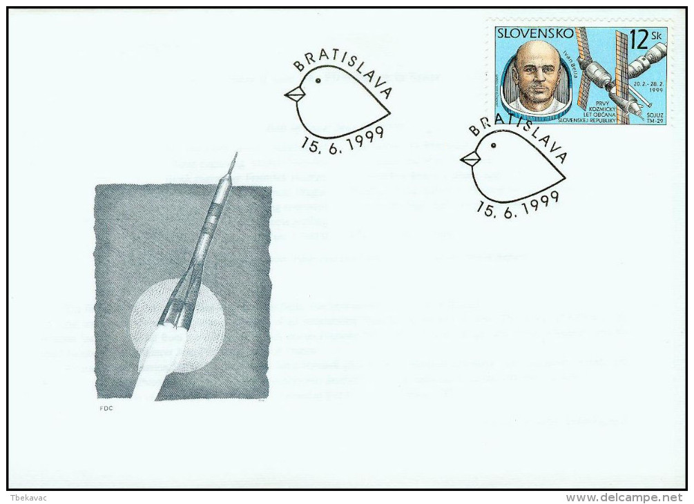 Slovakia 1999, FDC Cover Space Ivan Bella Research Cosmonaut Mi.# 343, Ref.bbzg - FDC