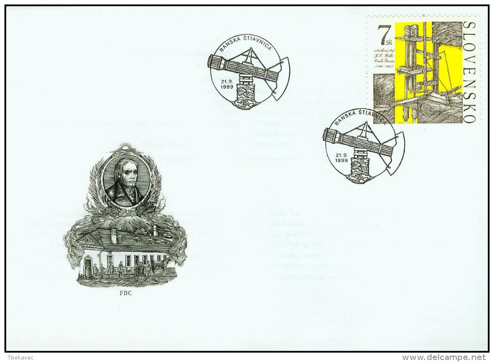 Slovakia 1999, FDC Cover Technical Monuments Water Pump Mi.# 348, Ref.bbzg - FDC