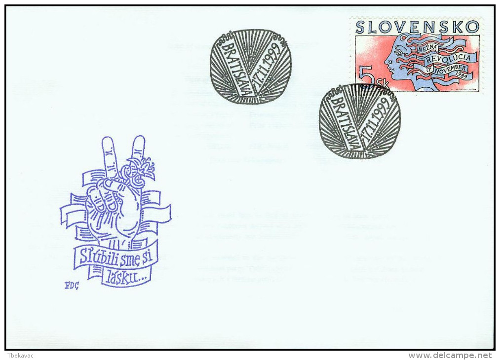 Slovakia 1999, FDC Cover 10th Anniv. Of The Velvet Revolution Mi.# 355, Ref.bbzg - FDC