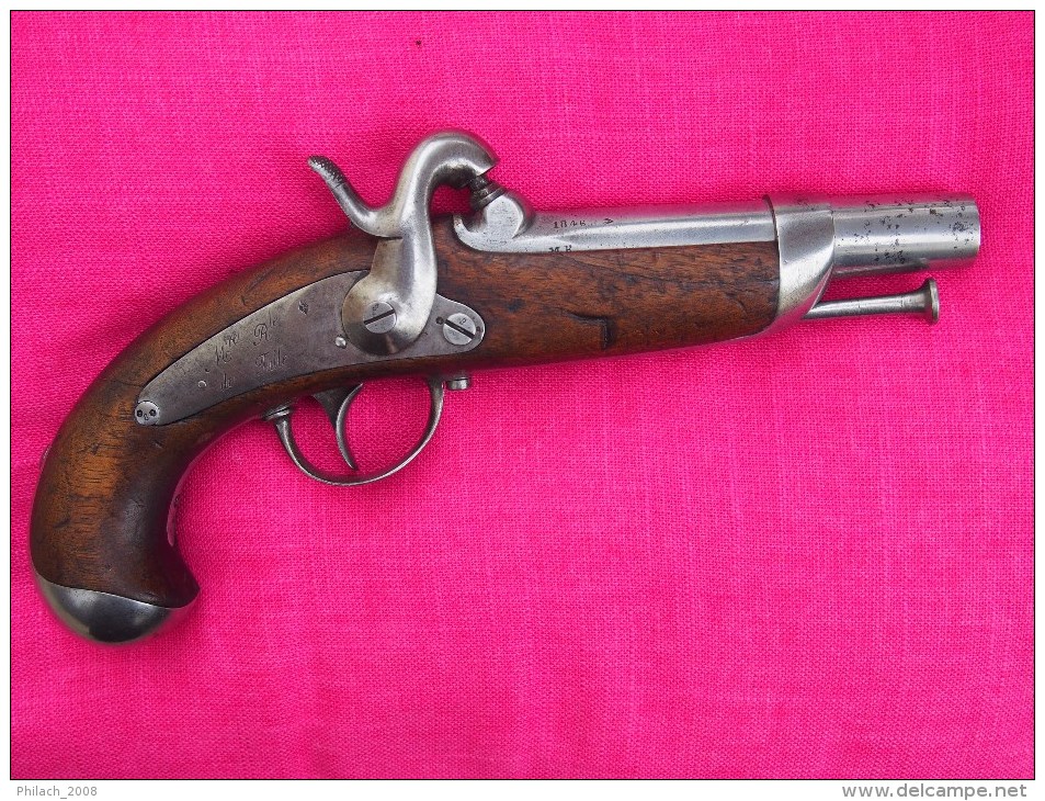 Pistolet Francais A Percussion De Gendarmerie Modele 1842 - Armes Neutralisées