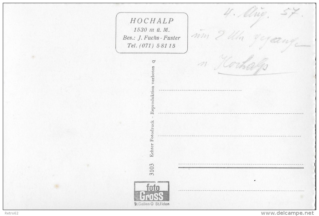 HOCHALP &#8594; Gasthaus Hochalp Ob Urnäsch Mit Beladenem Saumpferd Und Trachtenfrau 1957 - Urnäsch