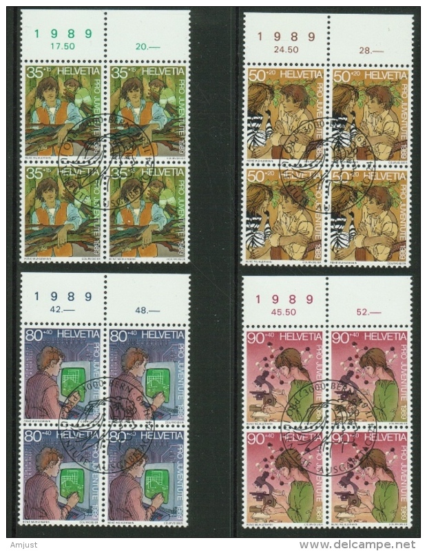 Suisse /Schweiz/Switzerland/ Pro-Juventute 1989 //  Bloc De 4 Obl. 1er Jour Série Complète - Oblitérés