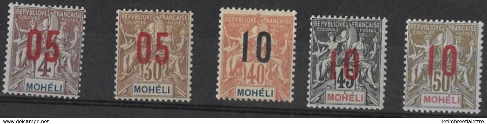 ⭐ Mohéli - YT N° 17 à 22 ** Sans Le N°18 - Neuf Sans Charnière - 1912 ⭐ - Unused Stamps