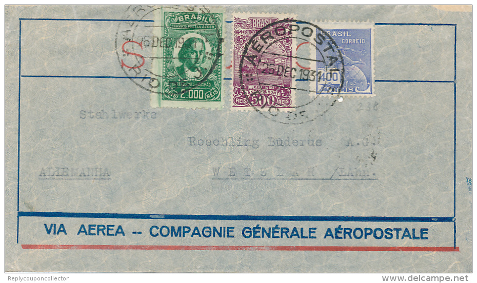 RIO DE JANAIRO - 1931 , Brief Nach Wetzlar - Luchtpost