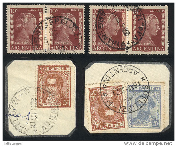 Lot Of 2 Pairs + 2 Fragments, All With Cancels Of SPELUZZI (La Pampa), One With Minor Defects - Verzamelingen & Reeksen