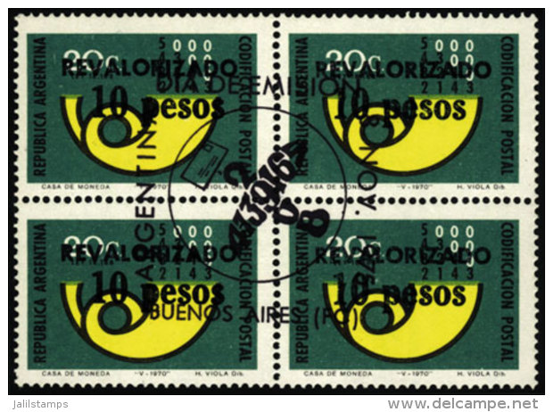 GJ.1704a, Block Of 4, 2 With VARIETY: "1" Below The "V" Of REVALORIZADO, Very Fine! - Other & Unclassified