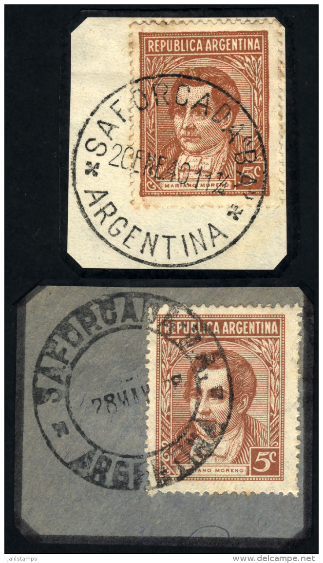 GJ.744 + 795, On Fragments, With Cancels Of SAFORCADA (Buenos Aires), VF! - Autres & Non Classés