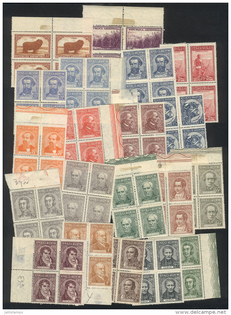 GJ.736/746 + 749/751 + 753/758, Próceres &amp; Riquezas, 20 Values Of The Set In BLOCKS OF 4, All Printed On... - Autres & Non Classés