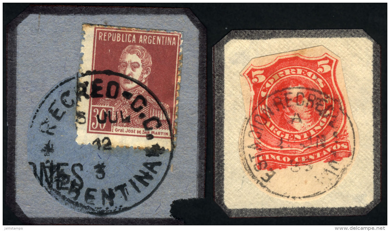 GJ.605 + Fragment Of Postal Stationery, With Cancels Of RECREO (Corrientes), VF! - Andere & Zonder Classificatie