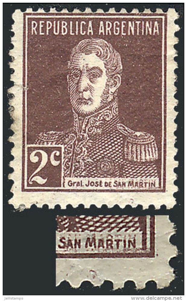 GJ.596, 2c San Martín W/o Period, Perf 13&frac14; X 12&frac12;, With Defects, Partial Double Impression... - Autres & Non Classés