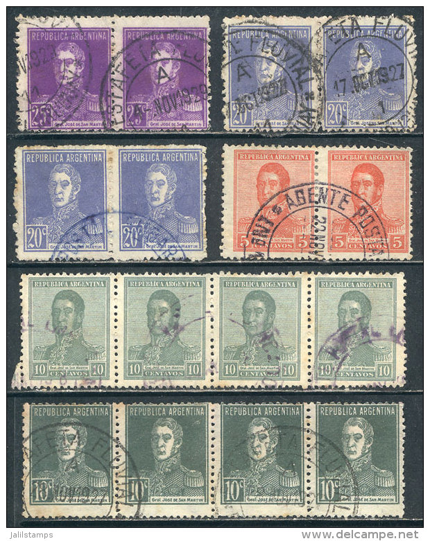 GJ.462 + Other Values, Small Lot Of 6 Pairs/multiples With Postmarks Of "Estafeta Fluvial" / "Agente Postal", VF! - Andere & Zonder Classificatie