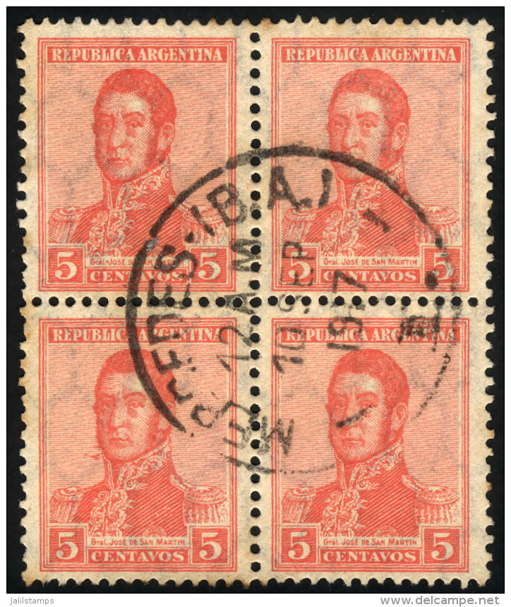 GJ.435, Block Of 4 With Cancel Of MERCEDES (Buenos Aires) Of 10/SE/1917, Very Fine! - Autres & Non Classés