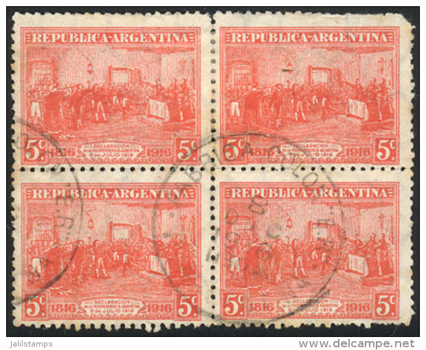 GJ.403, 5c Centenary Of Independence, Vertical Honeycomb Wmk, Block Of 4 With Postmark Of "FABRICA COLON" For... - Autres & Non Classés