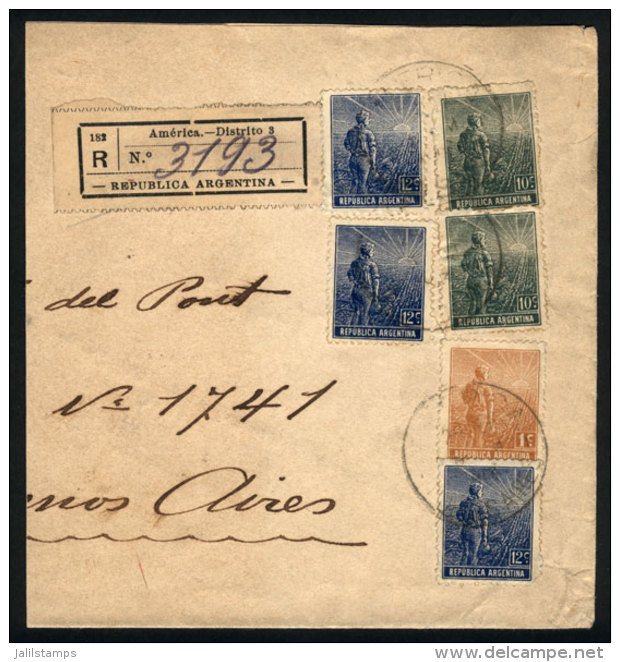 Large Fragment Franked With 57c., Consisting Of GJ.338 + GJ.343 X2 + GJ.344 X3, Sent From AMERICA To Buenos Aires,... - Autres & Non Classés