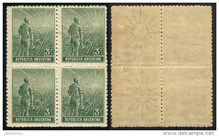 GJ.330b, 3c Plowman, WITH And WITHOUT Watermark, In Block Of 4, VF Quality! - Autres & Non Classés