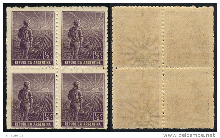 GJ.328b, &frac12;c Plowman, WITH And WITHOUT Watermark, In Block Of 4, VF Quality! - Autres & Non Classés