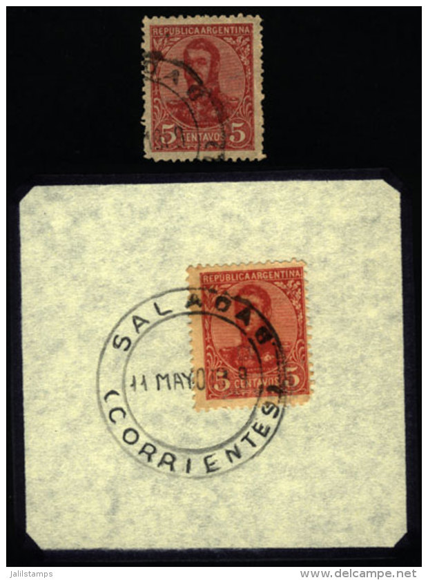 GJ.280 X2, Perf 13&frac14; X 12&frac12;, With Cancel Of SALADAS (Corrientes), One Reconstructed, VF! - Andere & Zonder Classificatie