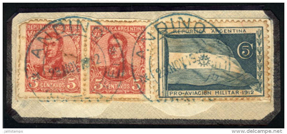 GJ.280 Pair + CINDERELLA Pro-military Aviation, On Small Fragment With Cancel Of ANDINO (Santa Fe) In Blue, VF! - Andere & Zonder Classificatie