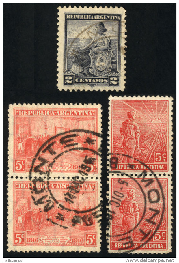 GJ.241 + 394 Pair + 403 Pair, With Cancels Of MONTE (Buenos Aires), VF! - Other & Unclassified